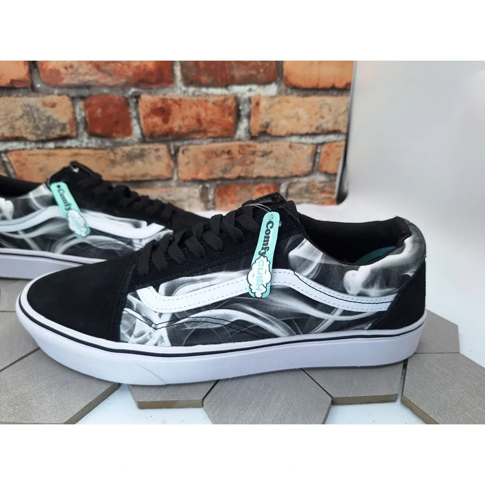 Men Sz 12 Vans Old School Comfy Cush Black White Swirl Sneakers CC After Dark - Picture 5 of 11
